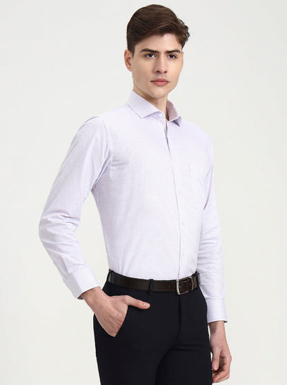White & Purple Checked Slim Fit Formal Shirt | Metal