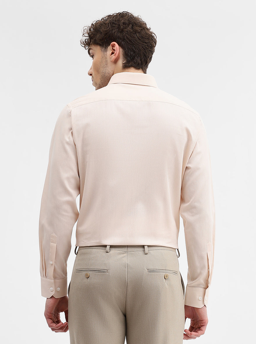 Beige Dobby Slim Fit Formal Shirt | JadeBlue