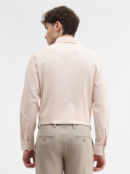 Beige Dobby Slim Fit Formal Shirt | JadeBlue