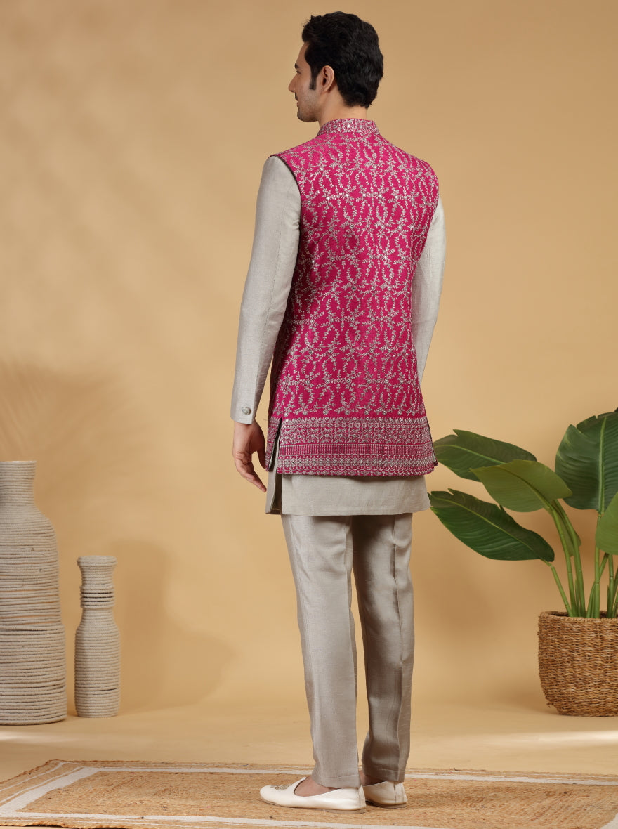 Grey Embroidered Indowestern | TULA