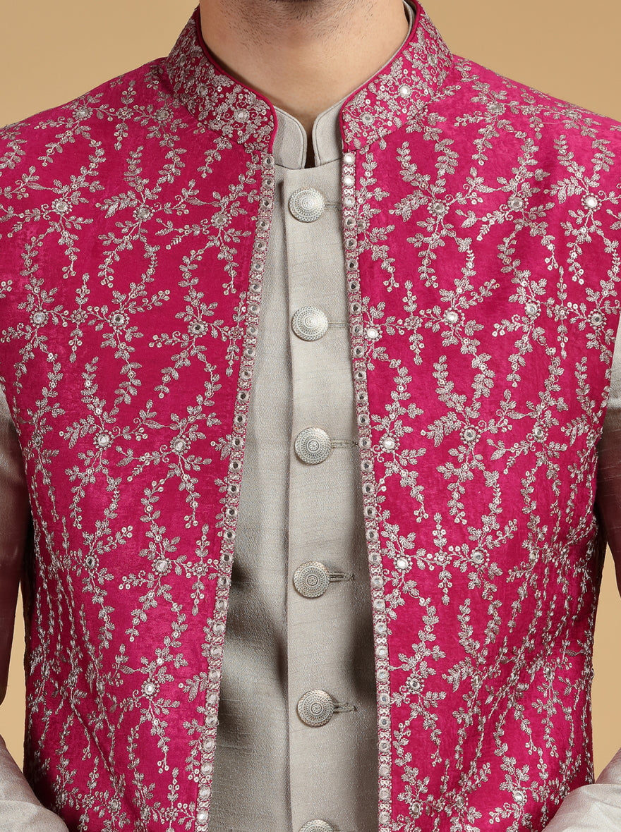 Grey Embroidered Indowestern | TULA