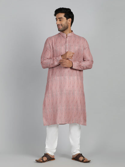 Pink Printed Regular Fit Modi Kurta | JadeBlue
