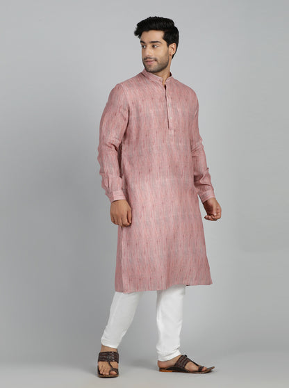 Pink Printed Regular Fit Modi Kurta | JadeBlue