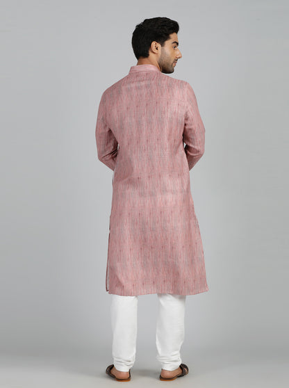 Pink Printed Regular Fit Modi Kurta | JadeBlue