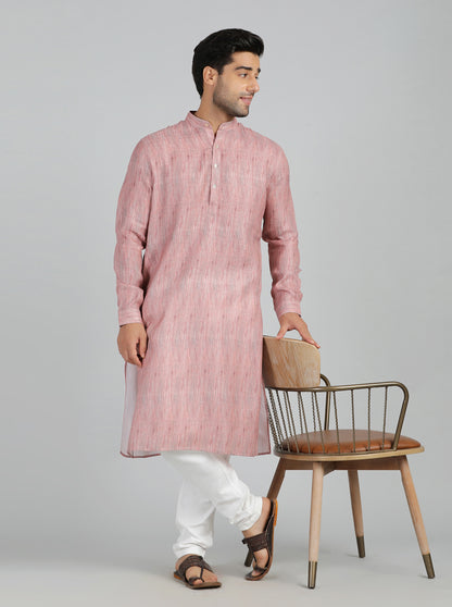 Pink Printed Regular Fit Modi Kurta | JadeBlue
