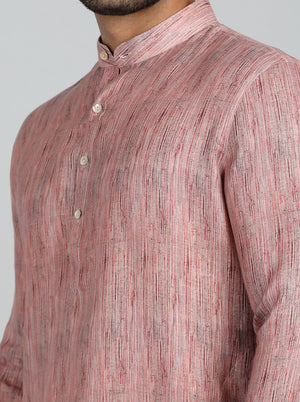 Pink Printed Regular Fit Modi Kurta | JadeBlue