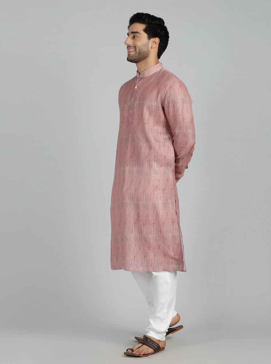 Pink Printed Regular Fit Modi Kurta | JadeBlue