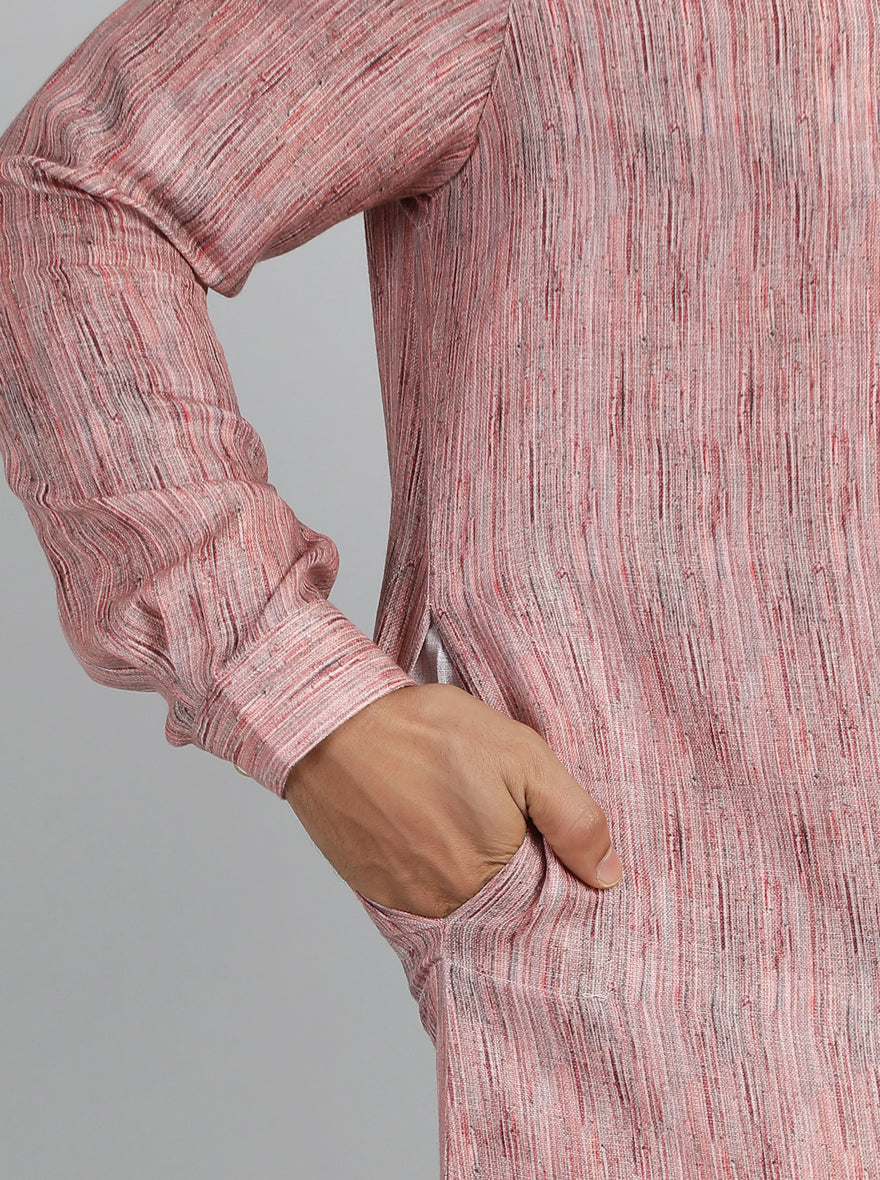 Pink Printed Regular Fit Modi Kurta | JadeBlue