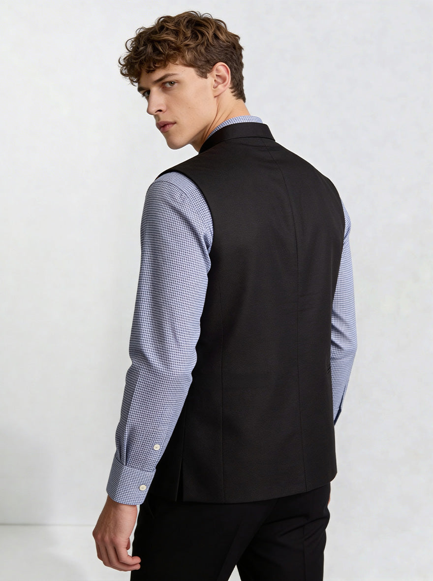 Black Solid  Waistcoat | Greenfibre