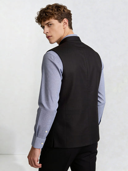 Black Solid  Waistcoat | Greenfibre