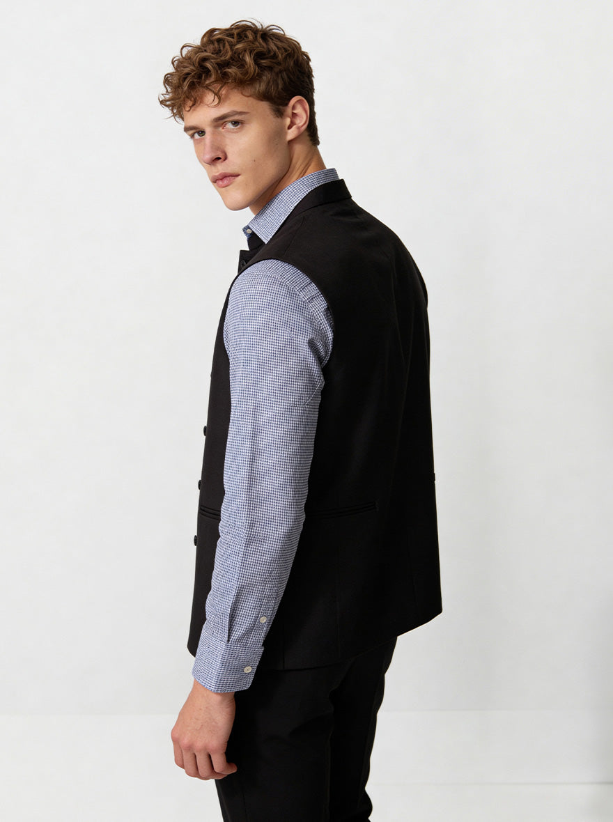 Black Solid  Waistcoat | Greenfibre