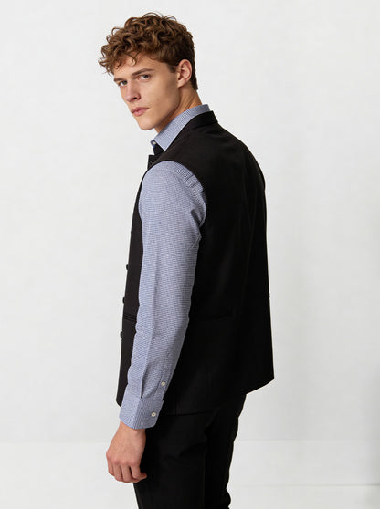Black Solid  Waistcoat | Greenfibre