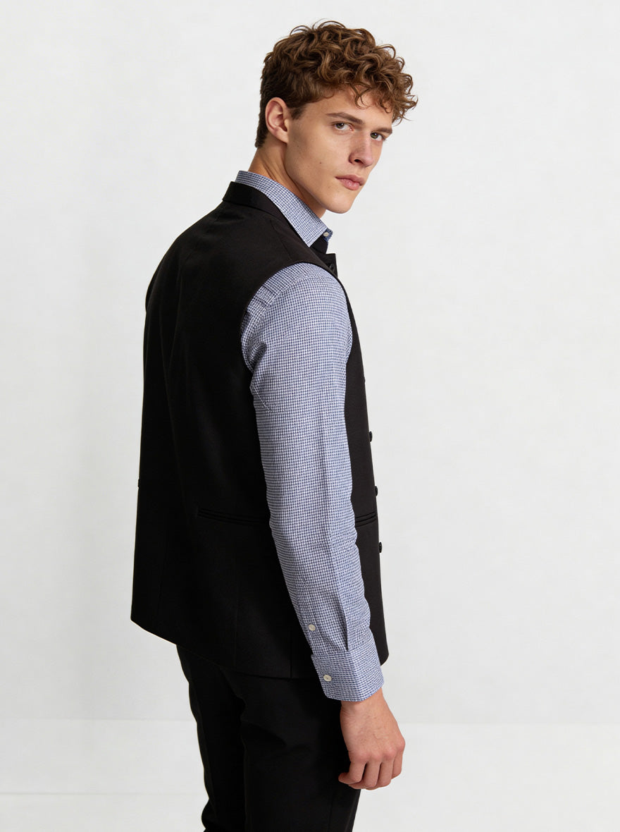 Black Solid  Waistcoat | Greenfibre