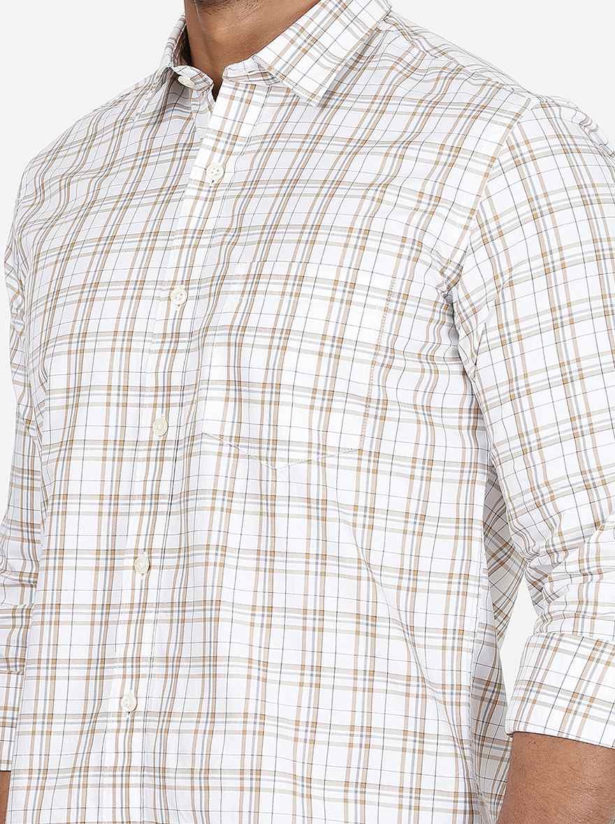 White Checked Slim Fit Semi Casual Shirt | JadeBlue