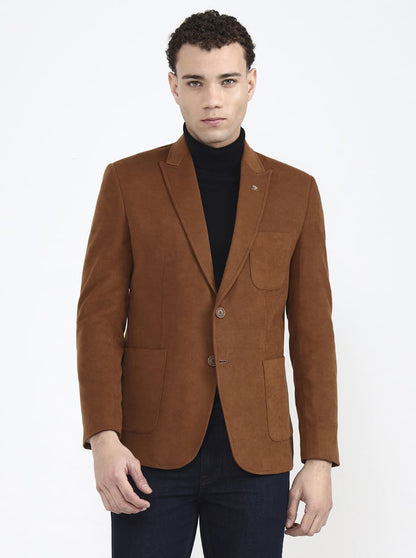 Brown Solid Regular Fit Blazer | JB X JB