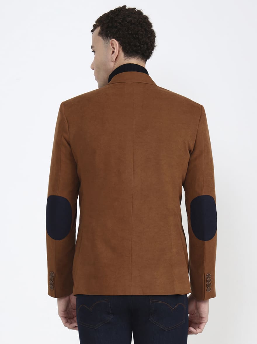 Brown Solid Regular Fit Blazer | JB X JB
