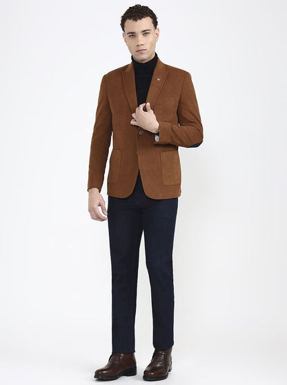 Brown Solid Regular Fit Blazer | JB X JB