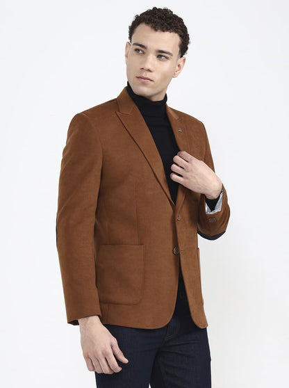 Brown Solid Regular Fit Blazer | JB X JB