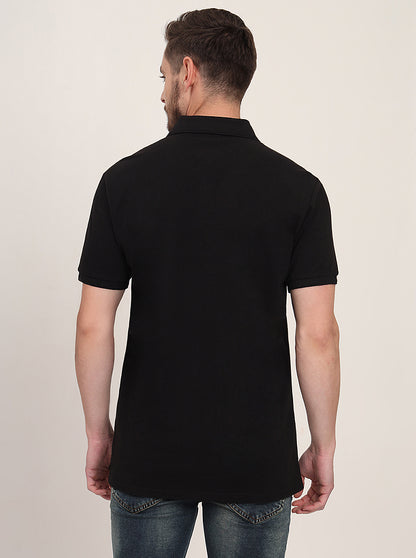 Black Solid Slim Fit Polo T-Shirt | JadeBlue