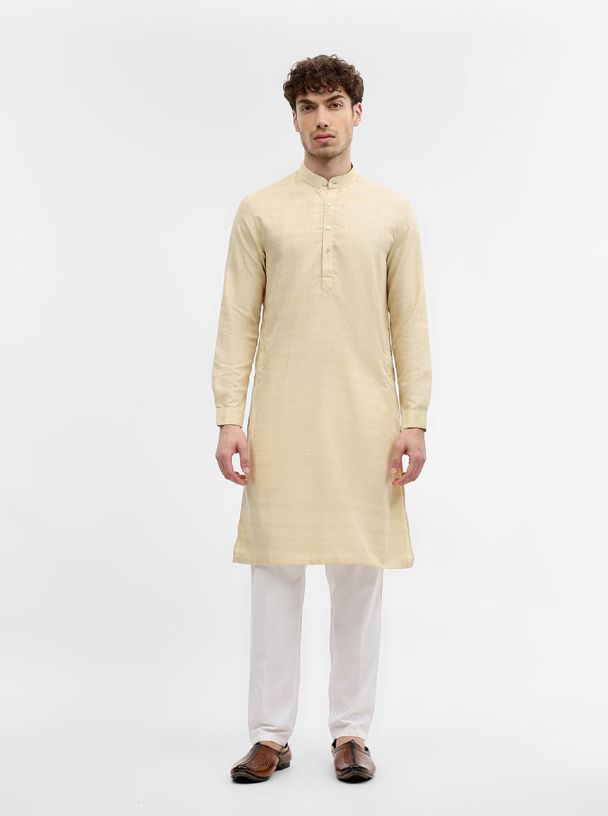 Fawn Solid Modi Kurta | JadeBlue