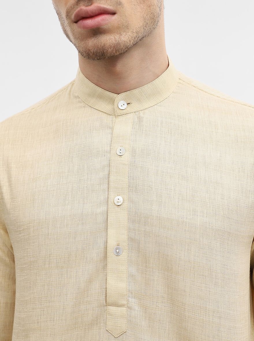 Fawn Solid Modi Kurta | JadeBlue