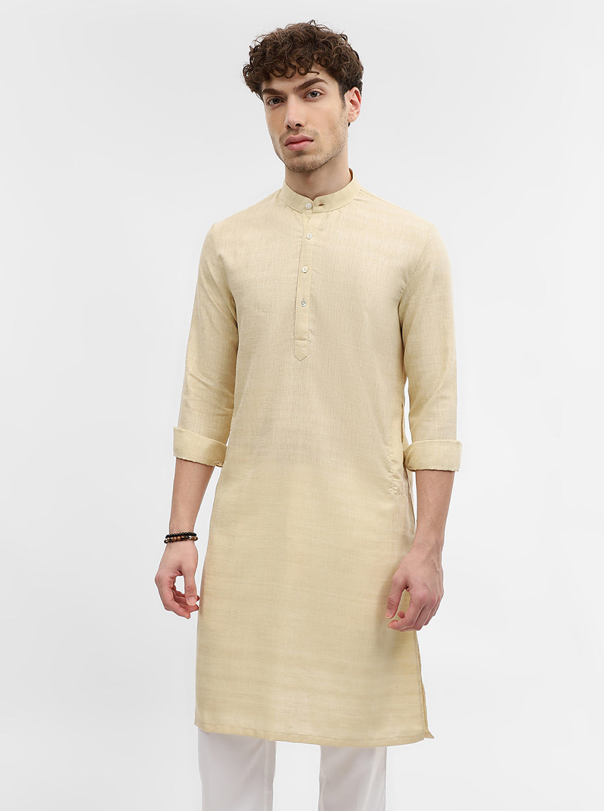Fawn Solid Modi Kurta | JadeBlue