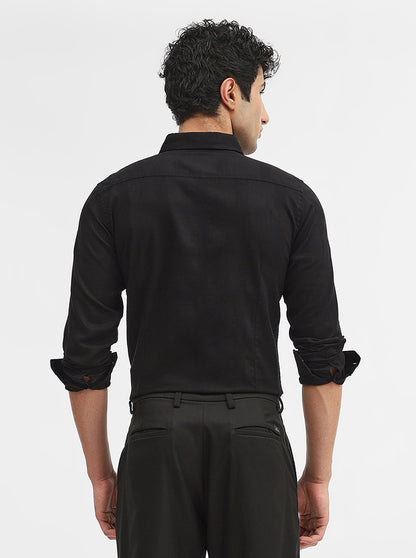 Black Solid Slim Fit Casual Shirt | JadeBlue