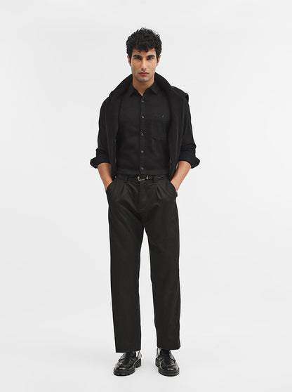 Black Solid Slim Fit Casual Shirt | JadeBlue