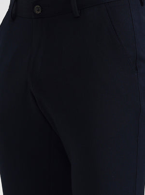 Navy Blue Solid Slim Fit Club Wear Trouser | Wyre