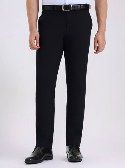 Blue Solid Slim Fit Formal Trouser | Metal