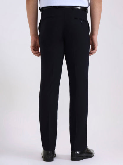 Blue Solid Slim Fit Formal Trouser | Metal