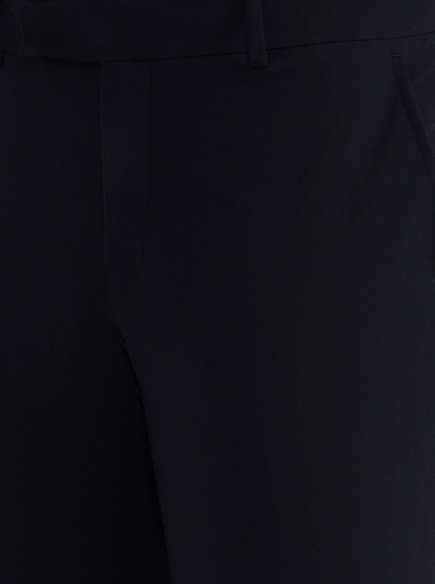 Blue Solid Slim Fit Formal Trouser | Metal