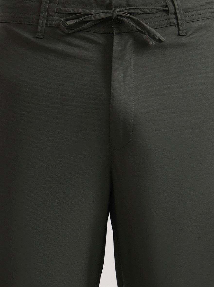 Olive Green Solid Slim Fit Track Pant | JadeBlue