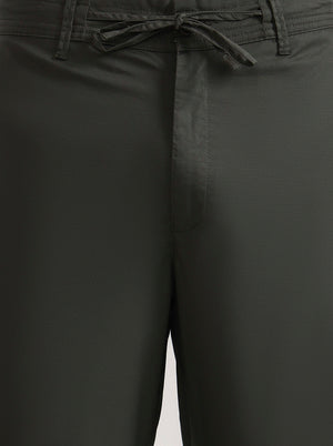 Olive Green Solid Slim Fit Track Pant | JadeBlue