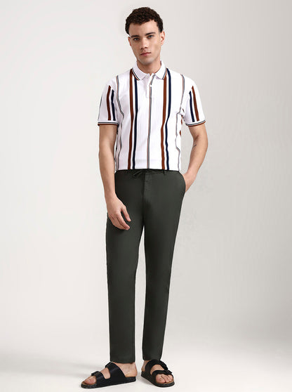 Olive Green Solid Slim Fit Track Pant | JadeBlue