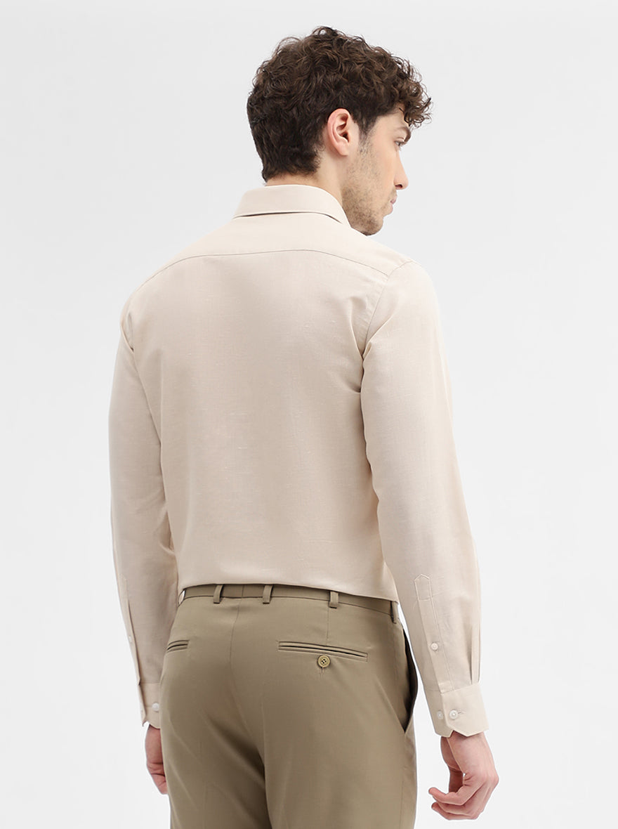 Cream Solid Regular Fit Formal Shirt | JadeBlue