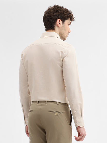 Cream Solid Regular Fit Formal Shirt | JadeBlue