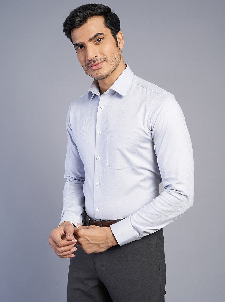 Light Grey Solid Slim Fit Formal Shirt | JadeBlue Youth