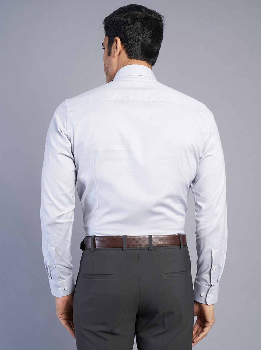 Light Grey Solid Slim Fit Formal Shirt | JadeBlue Youth