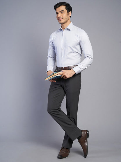 Light Grey Solid Slim Fit Formal Shirt | JadeBlue Youth