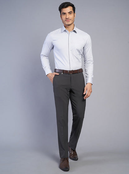 Light Grey Solid Slim Fit Formal Shirt | JadeBlue Youth