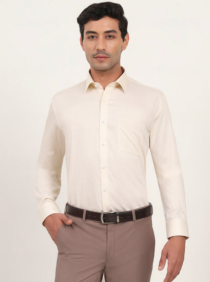 Beige Printed Regular Fit Formal Shirt | JadeBlue