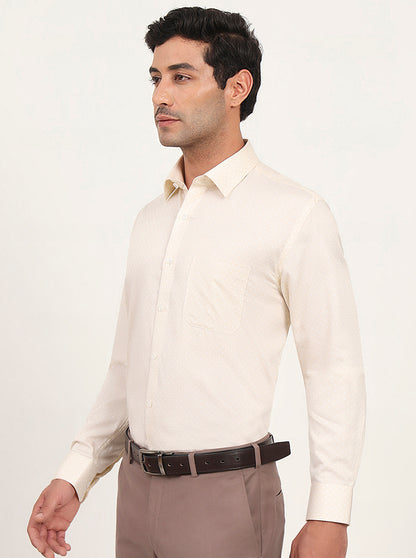 Beige Printed Regular Fit Formal Shirt | JadeBlue