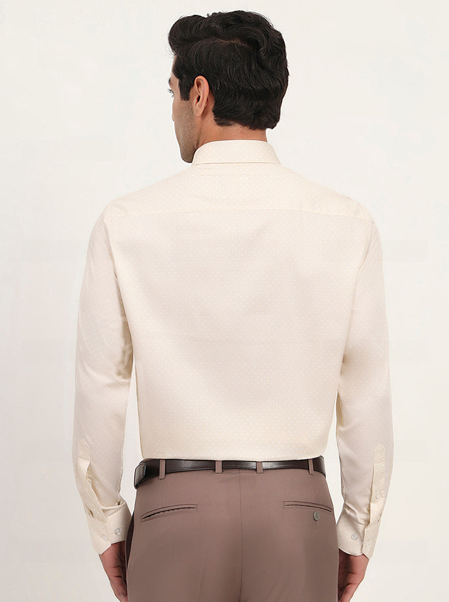 Beige Printed Regular Fit Formal Shirt | JadeBlue