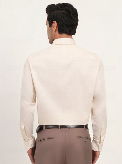 Beige Printed Regular Fit Formal Shirt | JadeBlue