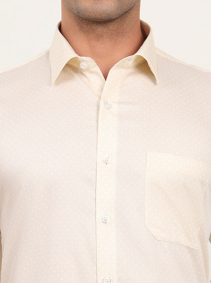 Beige Printed Regular Fit Formal Shirt | JadeBlue