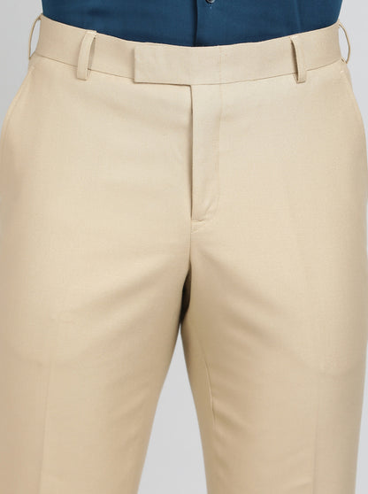 Khaki Solid Classic Fit Formal Trouser | JadeBlue