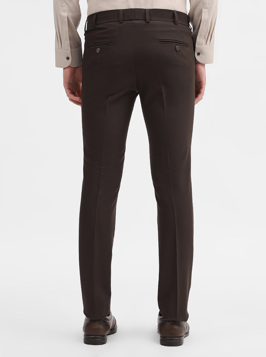 Dark Olive Solid Slim Fit Formal Trouser | Metal