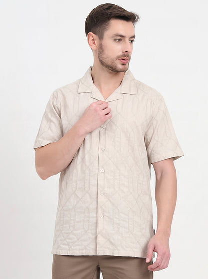 Natural Printed Slim Fit Casual Shirt | JadeBlue