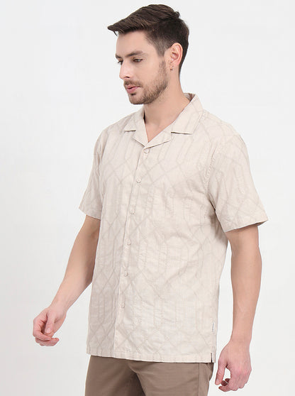 Natural Printed Slim Fit Casual Shirt | JadeBlue